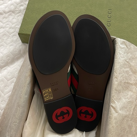 Gucci W Kika Flat Thong Sandals Web GG Nylon & Leather Size 38.5 BNIB - Picture 6 of 6